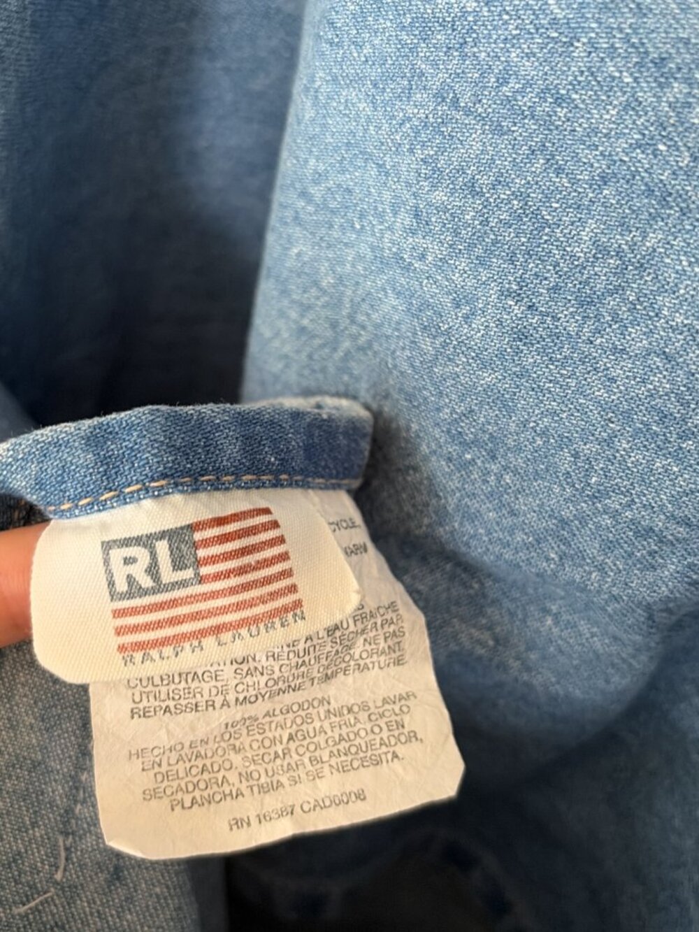 Vintage Ralph Lauren Flag Blue Denim Ruffled Standard Pillow Sham Case - Picture 3 of 6